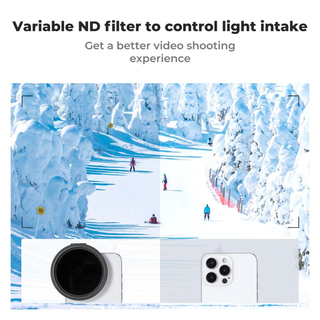 K&F Concept Clip-On Variable ND filter VND ND2-32 za iPhone, Holder + 67mm CPL Magnetic Filter KF01.2674 - 7